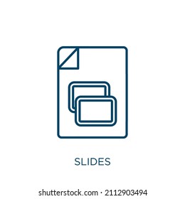 slides icon. Thin linear slides outline icon isolated on white background. Line vector slides sign, symbol for web and mobile