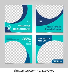 Slides modern Healthcare post social media template. Medical social media post template.