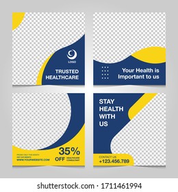 Slides modern Healthcare post social media template. Medical social media post template.