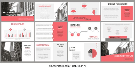 Slides. Modern presentation template. Abstract infographic elements. Title sheet. Brochure cover design. Illustration with image. Business. Light. Simple. Corporate info banner frame. Pink. Grey.