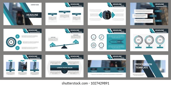 Slides. Modern presentation template. Abstract infographic elements. Title sheet. Brochure cover design. Illustration with image. Light. Simple. Corporate info banner frame. Business. Blue Green.