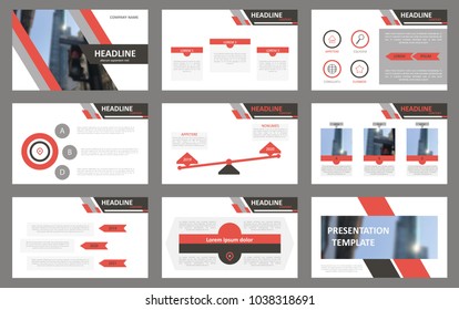 Slides. Modern presentation template. Abstract infographic elements. Title sheet. Brochure cover design. Illustration with image. Light. Simple. Corporate info banner frame. Business. Red.