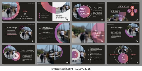 Slides. Modern presentation template. Abstract. Infographic. Title sheet. Brochure cover design. Illustration with image. Simple. Corporate info banner frame. Business.Creative.Dark. Сircle.