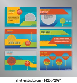 Slides presentation templates set. Can be used in creative flayer and style info banner, trendy strategy mockups, flat design concept  simple modern slideshow or startup.