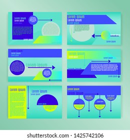 Slides presentation templates set. Can be used in creative flayer and style info banner, trendy strategy mockups, flat design concept  simple modern slideshow or startup.