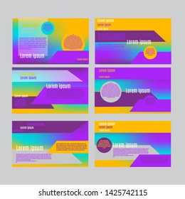 Slides presentation templates set. Can be used in creative flayer and style info banner, trendy strategy mockups, flat design concept  simple modern slideshow or startup.