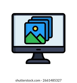 Icono de presentación de diapositivas Ilustración vectorial de color lineal
