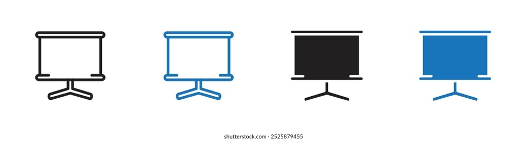 Ícone da apresentação de slides gráficos lineares definem o vetor em preto