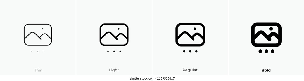 Slideshow Icon. Thin, Light Regular And Bold Style Design Isolated On White Background