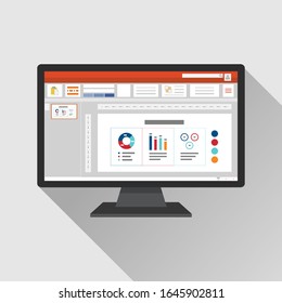 Pantalla de software de presentación de diapositivas con juego de cuentas financieras. Plantillas de diapositivas empresariales con diagrama y gráfico. Utilización para la planificación, contabilidad, análisis, auditoría y gestión de proyectos