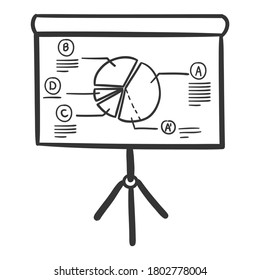 Slideshow Presentation, Traditional Doodle. Icons Sketch Hand Made. Design Vector Line Art.
