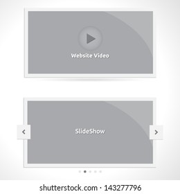 SlideShow and Video | Website template | Vector paper design | silver look | color gray white dark