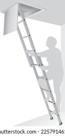 Sliding aluminum ladder in three sections for mezzanines
