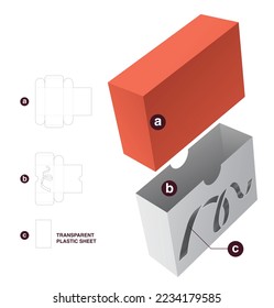 sliding box with stenciled confetti on cover die cut template and 3D mockup