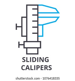 sliding calipers thin line icon, sign, symbol, illustation, linear concept, vector 