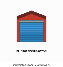 Icono o logotipo de color plano de Contratista deslizante. Símbolo o signo en el tema de servicios de reparación y mantenimiento de la casa. Ilustración vectorial editable.