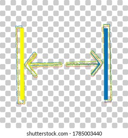 Sliding door, automatic door sign. Blue to green gradient Icon with Four Roughen Contours on stylish transparent Background. Illustration.