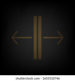 Puerta corredera, señal de puerta automática. Icono de la rejilla de una pequeña bombilla naranja en la oscuridad. Ilustración.