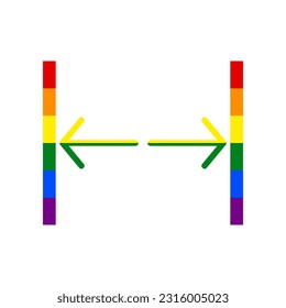 Sliding door, automatic door sign. Rainbow gay LGBT rights colored Icon at white Background. Illustration.