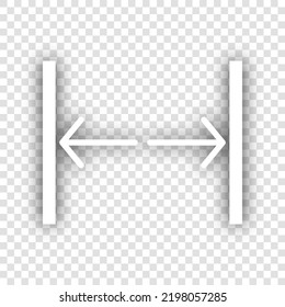 Sliding door, automatic door sign. White Icon with dropped natural gray Shadow at transparent Background. Illustration.