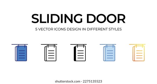 diseño de icono de puerta corredera en estilo Cinco con trazo editable. Línea, Sólido, Línea plana, Color de tono Duo y Línea de degradado de color. Adecuado para diseño de páginas Web, aplicaciones móviles, UI, UX y GUI.