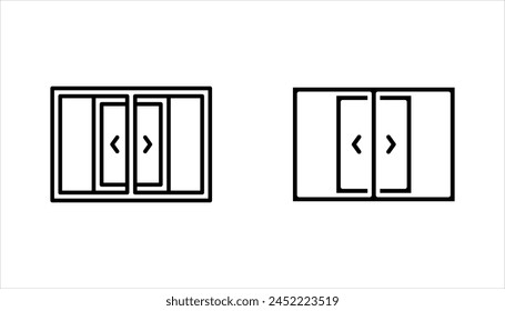 conjunto de iconos de puerta corredera. signo de puerta corredera. Ilustración vectorial sobre fondo blanco.