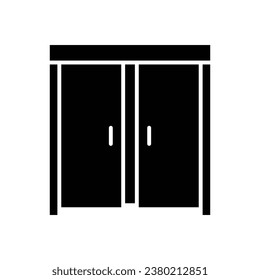 Sliding door icon. Simple solid style. Slide, door, entrance, construction, room, house, home interior concept. Silhouette, glyph symbol. Vector illustration isolated.