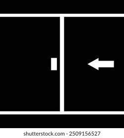 Sliding door icon. Slide to open door arrow sign. Sliding door open left side slide exit path signage symbol. flat style. 