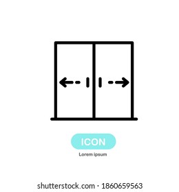 Vector de icono de puerta corredera aislado en fondo blanco.