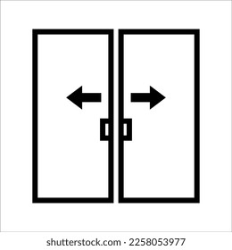 vector de icono de puerta corredera. señal de puerta corredera. aislado de fondo blanco. colores modificables eps 10