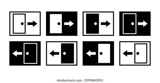 Sliding Door Icons Black and White Vector Design Graphic Illustration