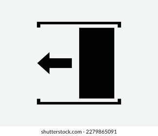 Sliding Door Open Left Side Slide Exit Path Signage Black White Silhouette Sign Symbol Icon Graphic Clipart Artwork Illustration Pictogram Vector