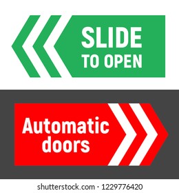 Sliding door opening direction. Vector illustration.