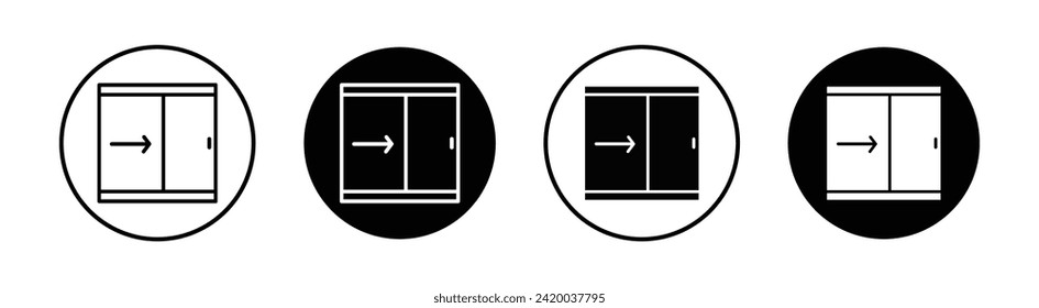 Sliding door vector line icon illustration.