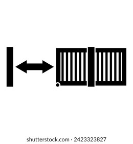 Sliding gates automatic lattice fence system entry enclosure icon black color vector illustration image flat style