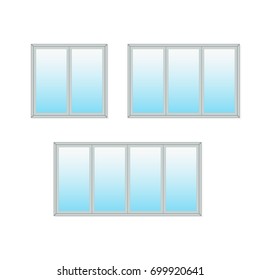 Sliding glass door icon set. Vector illustration isolated on white background