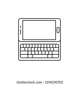 sliding phone with qwerty keyboard con in line style icon, isolated on white background