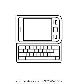 sliding phone with qwerty keyboard con in line style icon, isolated on white background