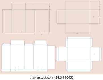 Sliding with rope handle Shoe Box Extra Large size 14.5 X 8.5 X 5.5 Inch Die line template | Pull out drawer with rope handle rigid box die line template