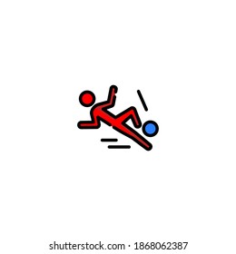 Sliding tackle icon. Soccer or football icon. Simple, flat, outline, color, black.