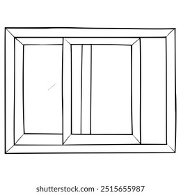 Vector de contorno dibujado a mano ilustración de ventana deslizante