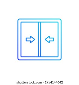 Sliding windows gradient linear vector icon. Sliding sashes side-to-side. Double hung window. Easy access to fresh air. Thin line color symbols. Modern style pictogram. Vector isolated outline drawing