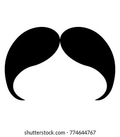 A slight inward curve, drooping mustaches in solid icon design representing asterix mustache