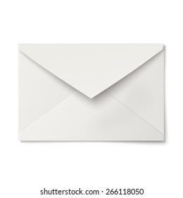 Slightly, ajar opened white envelope isolated