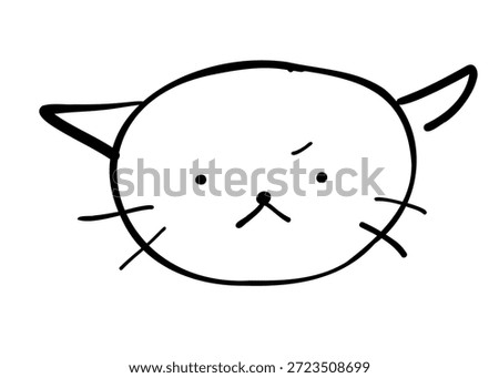 Slightly Angry Cat Face Line Art Illustration