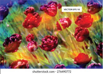 Slightly blurred EPS 10 floral vector background , with bright colored filter 