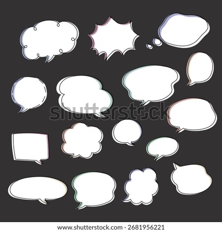 A slightly colorful hand-drawn speech bubble set