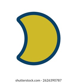 Slightly crescent moon vector icon illustration.