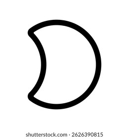Slightly crescent moon vector icon illustration.