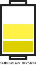 batería ligeramente descargada. amarillo. dos divisiones